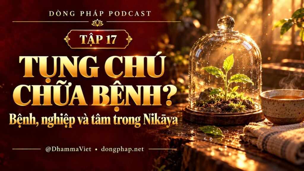 Ảnh bìa Tập 17 – Tụng chú chữa bệnh? – Bệnh, nghiệp và tâm trong Nikāya | Chú Đại Bi trong ánh sáng Kinh tạng Pāli – Dòng Pháp Podcast