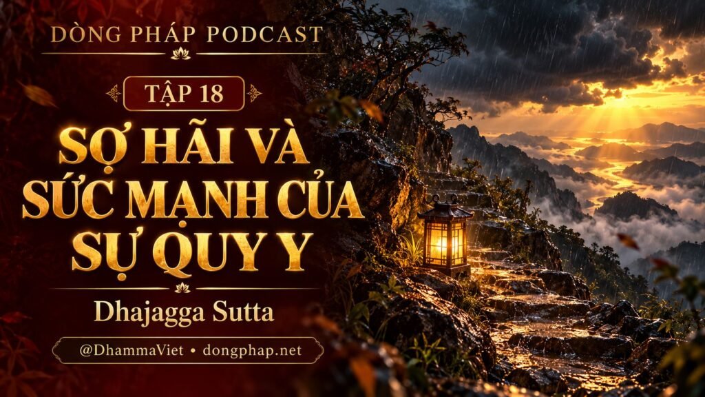 Ảnh bìa Tập 18 – Sợ hãi và sức mạnh của sự quy y – Dhajagga Sutta | Chú Đại Bi trong ánh sáng Kinh tạng Pāli – Dòng Pháp Podcast