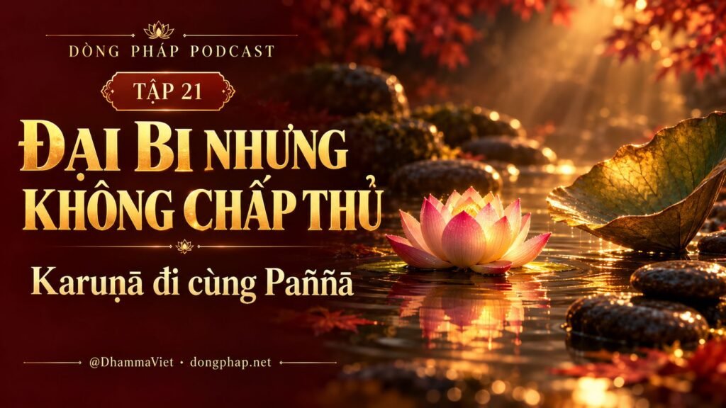 Ảnh bìa Tập 21 – Đại bi nhưng không chấp thủ – Karuṇā đi cùng Paññā | Chú Đại Bi trong ánh sáng Kinh tạng Pāli – Dòng Pháp Podcast