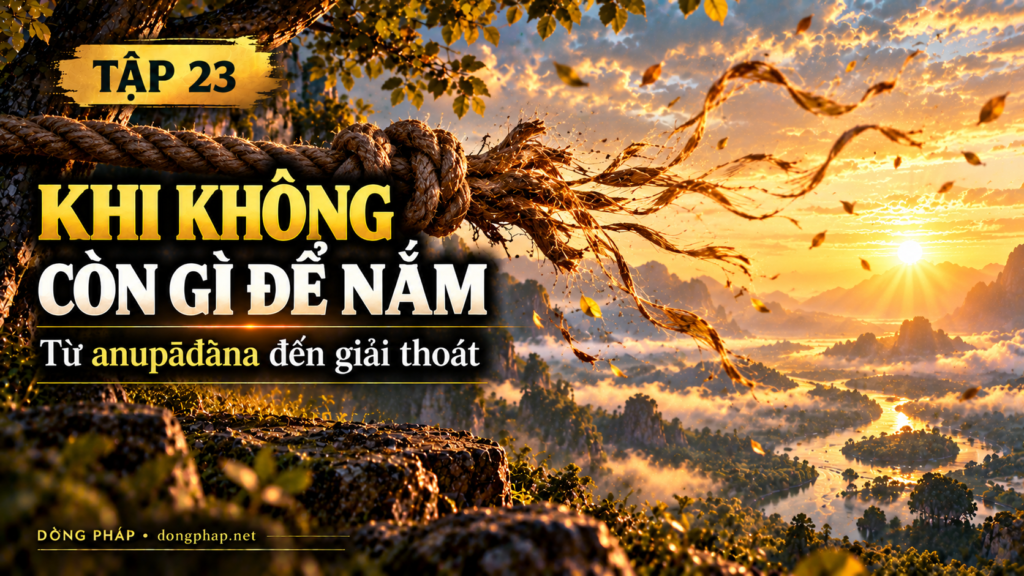 Ảnh bìa Tập 23 – Khi không còn gì để nắm – Từ anupādāna đến giải thoát | Kinh Kim Cương trong ánh sáng Kinh tạng Pāli – Dòng Pháp Podcast
