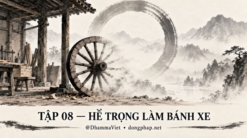 Ảnh bìa Tập 08 – Hề Trọng làm bánh xe – Tháo hết các bộ phận, chiếc xe còn ở đâu? | Vô Môn Quan trong ánh sáng Kinh tạng Pāli – Dòng Pháp Podcast