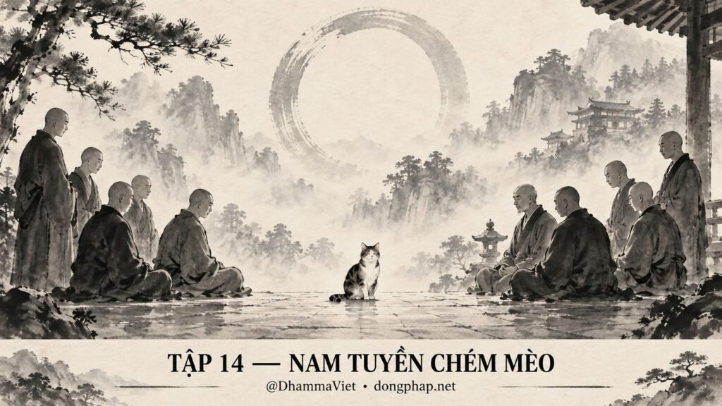 Ảnh bìa Tập 14 – Nam Tuyền chém mèo – Có thể dùng bạo lực để dạy giác ngộ không? | Vô Môn Quan trong ánh sáng Kinh tạng Pāli – Dòng Pháp Podcast