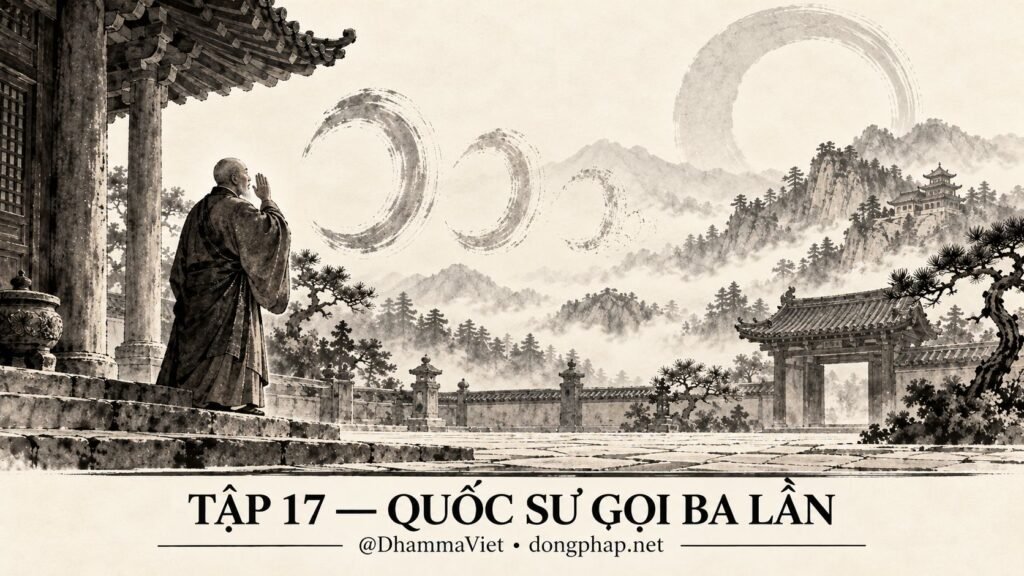 Ảnh bìa Tập 17 – Quốc sư gọi ba lần – Khi được gọi tên, ai là người thực sự đáp lời? | Vô Môn Quan trong ánh sáng Kinh tạng Pāli – Dòng Pháp Podcast