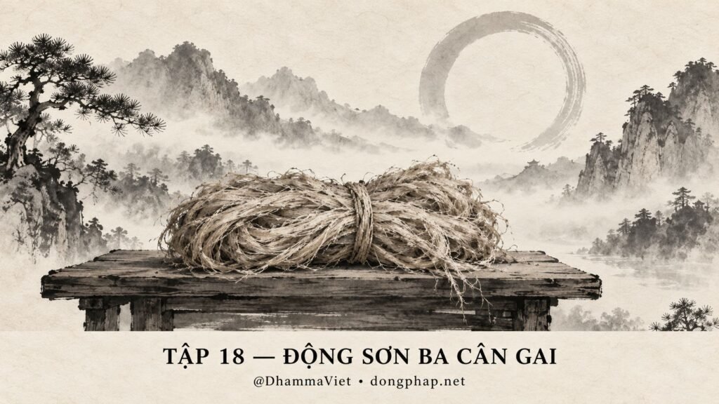 Ảnh bìa Tập 18 – Động Sơn ba cân gai – Hỏi Phật là gì, sao lại được đáp bằng ba cân gai? | Vô Môn Quan trong ánh sáng Kinh tạng Pāli – Dòng Pháp Podcast