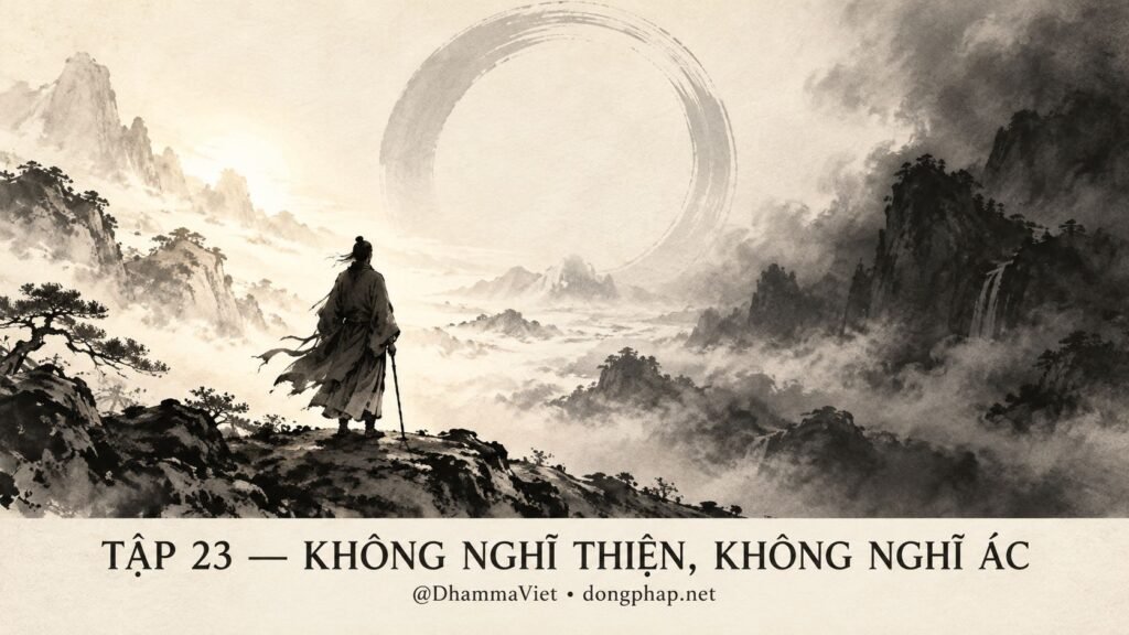 Ảnh bìa Tập 23 – Không nghĩ thiện ác – Khi tâm không còn bám víu vào hai phía | Vô Môn Quan trong ánh sáng Kinh tạng Pāli – Dòng Pháp Podcast
