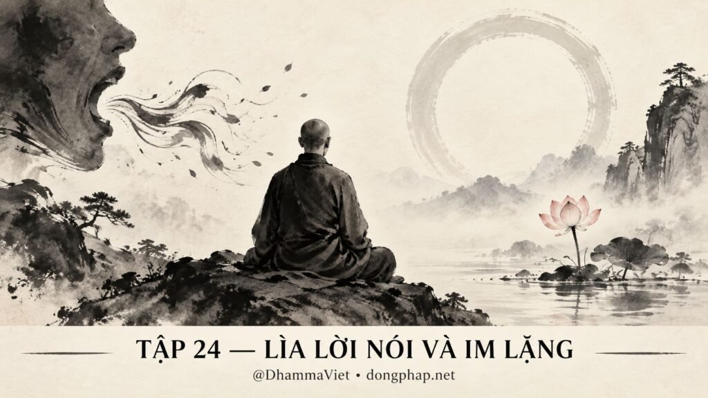 Ảnh bìa Tập 24 – Lìa lời nói và im lặng – Không được nói, không được im, biểu đạt Chánh pháp thế nào? | Vô Môn Quan trong ánh sáng Kinh tạng Pāli – Dòng Pháp Podcast