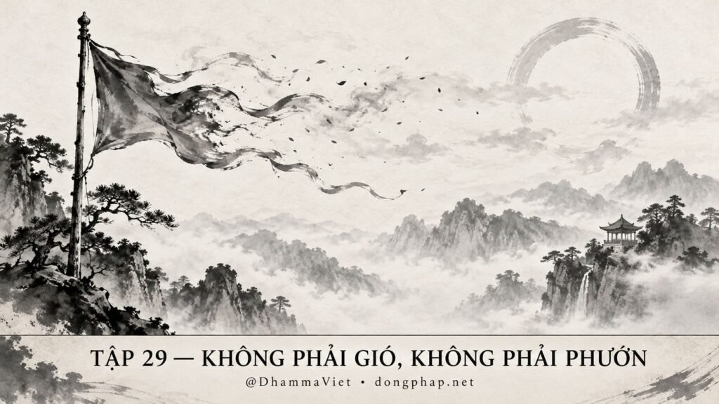 Ảnh bìa Tập 29 – Phi phong phi phướn – Không phải gió, không phải phướn, hay chính tâm đang động? | Vô Môn Quan trong ánh sáng Kinh tạng Pāli – Dòng Pháp Podcast