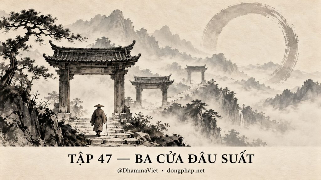 Ảnh bìa Tập 47 – Ba cửa Đâu Suất – Thấy tánh, thoát sinh tử, rồi đi về đâu? | Vô Môn Quan trong ánh sáng Kinh tạng Pāli – Dòng Pháp Podcast