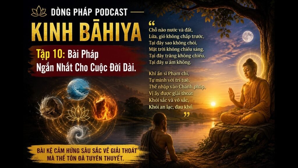 Kinh Bāhiya Tập 10: Bài Pháp Ngắn Nhất Cho Cuộc Đời – Chỗ Nào Nước Và Đất, Lửa Gió Không Chấp Trước