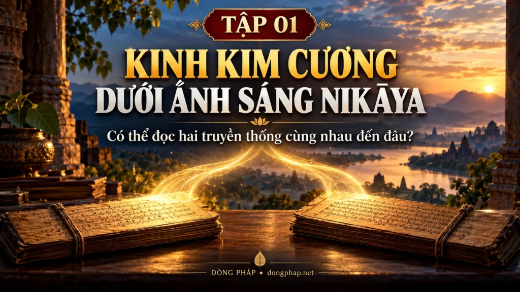 Ảnh bìa Tập 01 – Kinh Kim Cương dưới ánh sáng Nikāya – Có thể đọc hai truyền thống cùng nhau đến đâu? | Kinh Kim Cương trong ánh sáng Kinh tạng Pāli – Dòng Pháp Podcast