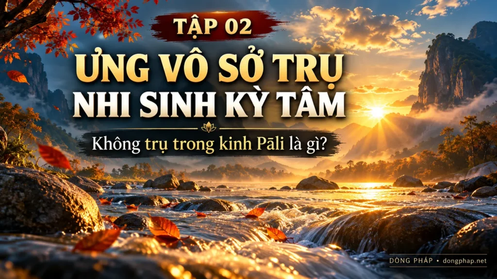 Ảnh bìa Tập 02 – Ưng vô sở trụ nhi sinh kỳ tâm – Không trụ trong Kinh tạng Pāli là gì? | Kinh Kim Cương trong ánh sáng Kinh tạng Pāli – Dòng Pháp Podcast