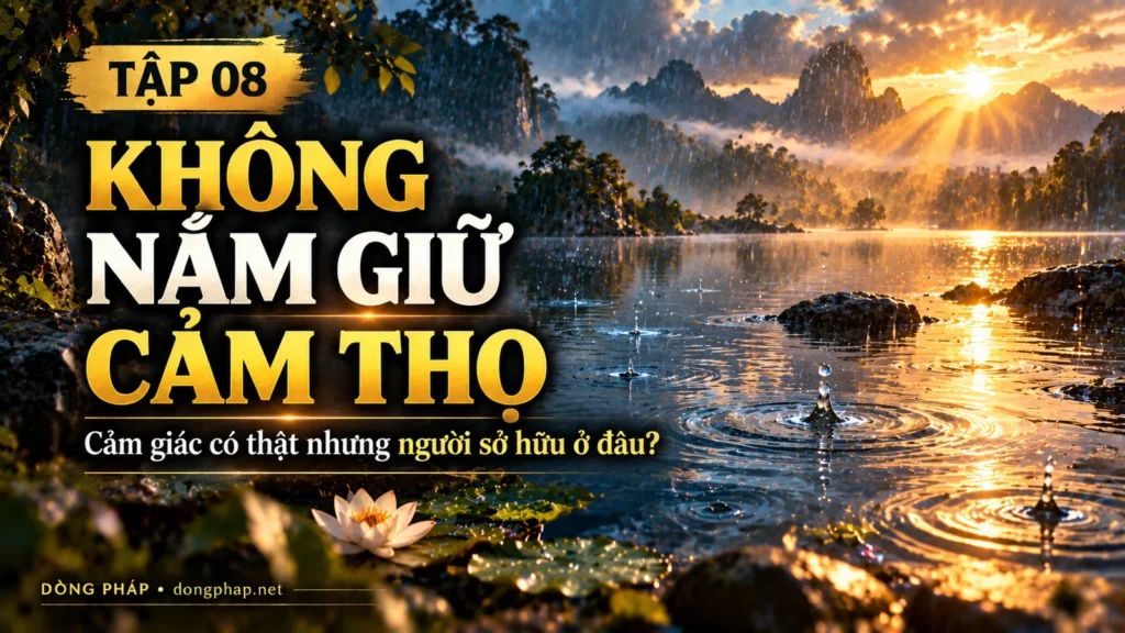 Ảnh bìa Tập 08 – Không nắm giữ cảm thọ – Cảm giác có thật nhưng người sở hữu cảm giác ở đâu? | Kinh Kim Cương trong ánh sáng Kinh tạng Pāli – Dòng Pháp Podcast