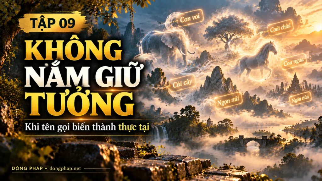 Ảnh bìa Tập 09 – Không nắm giữ tưởng – Khi tên gọi biến thành thực tại | Kinh Kim Cương trong ánh sáng Kinh tạng Pāli – Dòng Pháp Podcast