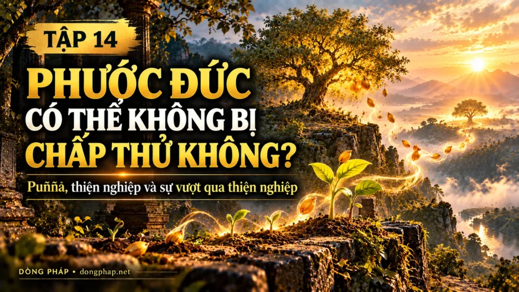 Ảnh bìa Tập 14 – Phước đức có thể không bị chấp thủ không? – Puñña, thiện nghiệp và sự vượt qua thiện nghiệp | Kinh Kim Cương trong ánh sáng Kinh tạng Pāli – Dòng Pháp Podcast