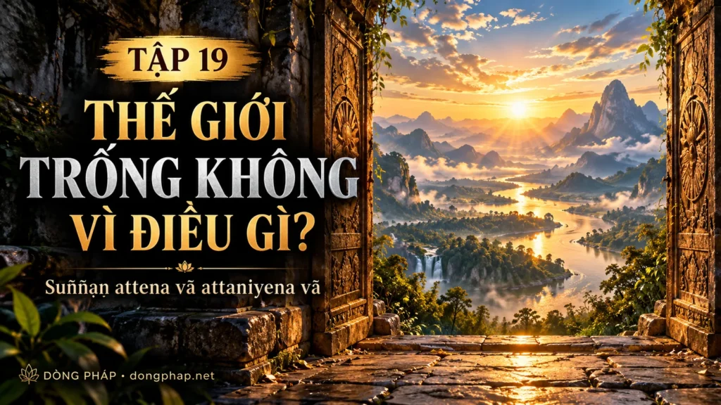 Ảnh bìa Tập 19 – Thế giới trống không vì điều gì? – Suññaṃ attena vā attaniyena vā | Kinh Kim Cương trong ánh sáng Kinh tạng Pāli – Dòng Pháp Podcast