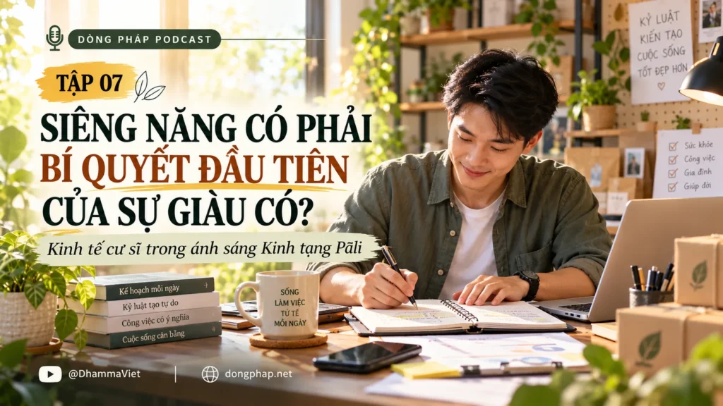 Kinh tế cư sĩ Tập 07: Siêng năng có phải bí quyết đầu tiên của sự giàu có? – Dòng Pháp Podcast