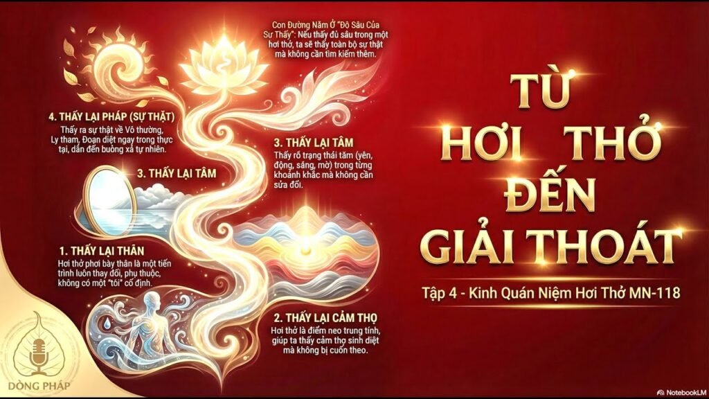 Kinh Quán Niệm Hơi Thở Tập 4: Từ Hơi Thở Đến Giải Thoát – Mười Sáu Bước Một Con Đường (MN 118)